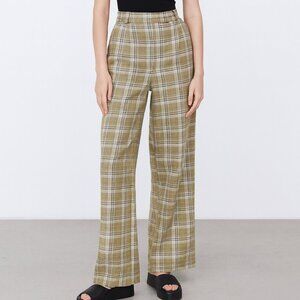 Zara Plaid Wide Leg Pants S Preppy Academia Cottagecore Vintage Retro Mod